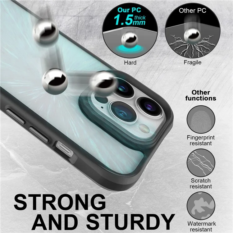 Combat X Mode For iPhone 13 Pro Max 6.7 inch Transparent Hard PC Soft TPU Hybrid Phone Case Protective Cover - Black