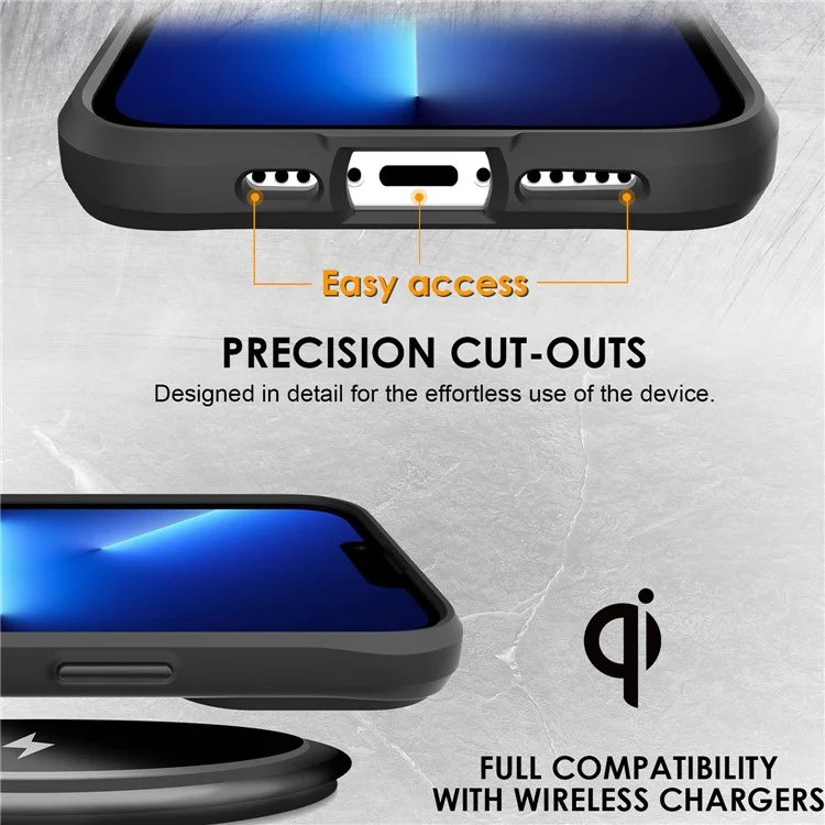Combat X Mode For iPhone 13 Pro Max 6.7 inch Transparent Hard PC Soft TPU Hybrid Phone Case Protective Cover - Black