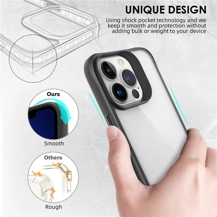 Combat X Mode For iPhone 13 Pro Max 6.7 inch Transparent Hard PC Soft TPU Hybrid Phone Case Protective Cover - Black