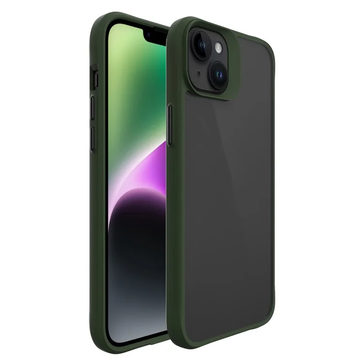 Combat X Mode Hard PC Back Soft TPU Bumper Case per iPhone 14, Custodia Protettiva Trasparente per Telefono - Verde Militare