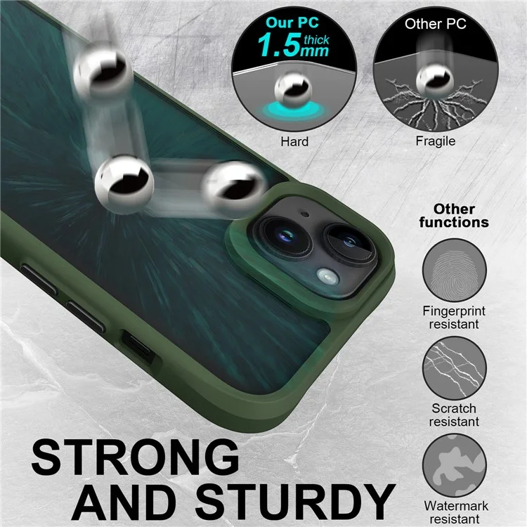 Combat X Mode Hard PC Back Soft TPU Bumper Case per iPhone 14, Custodia Protettiva Trasparente per Telefono - Verde Militare