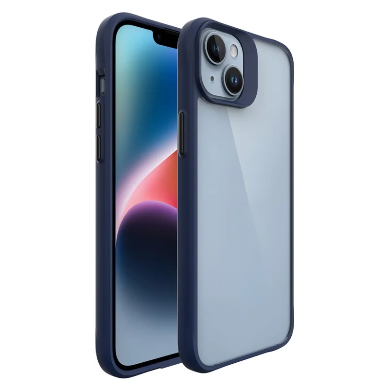 Estuche protector Combat X Mode Hard PC Back Soft TPU para iPhone 14, funda protectora de teléfono transparente - Azul