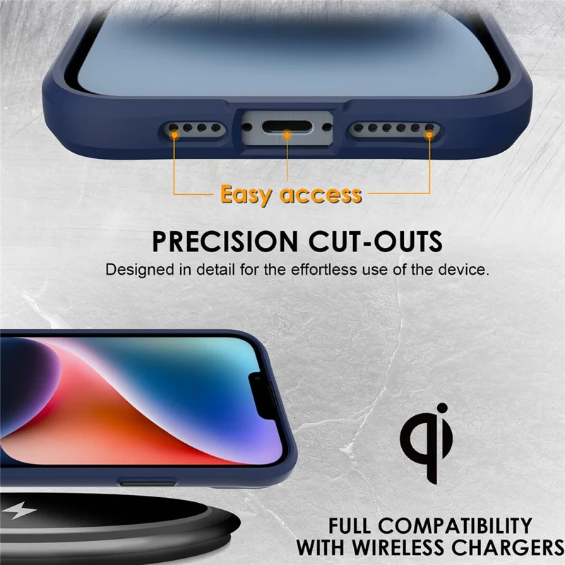 Estuche protector Combat X Mode Hard PC Back Soft TPU para iPhone 14, funda protectora de teléfono transparente - Azul