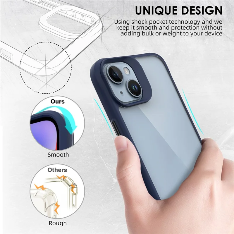 Estuche protector Combat X Mode Hard PC Back Soft TPU para iPhone 14, funda protectora de teléfono transparente - Azul