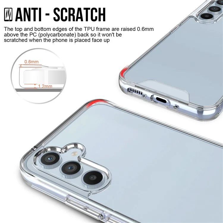 Rückenabdeckung für Samsung Galaxy A54 5G, Klarer PC+TPU-Hybridkoffer Militärischer Grad Stoßfester Gehäusedeckel mit Elektroplattierung Unabhängige Taste