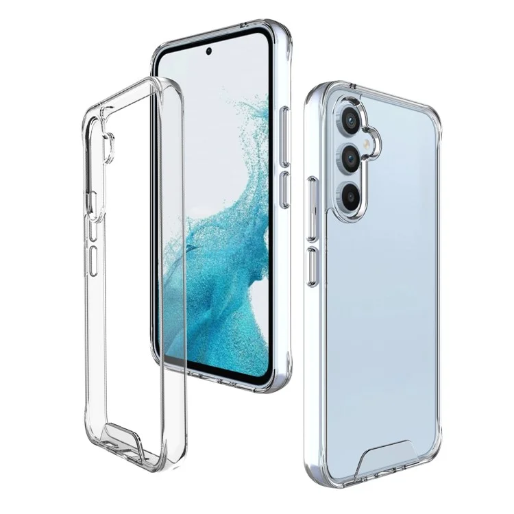 Rückenabdeckung für Samsung Galaxy A54 5G, Klarer PC+TPU-Hybridkoffer Militärischer Grad Stoßfester Gehäusedeckel mit Elektroplattierung Unabhängige Taste