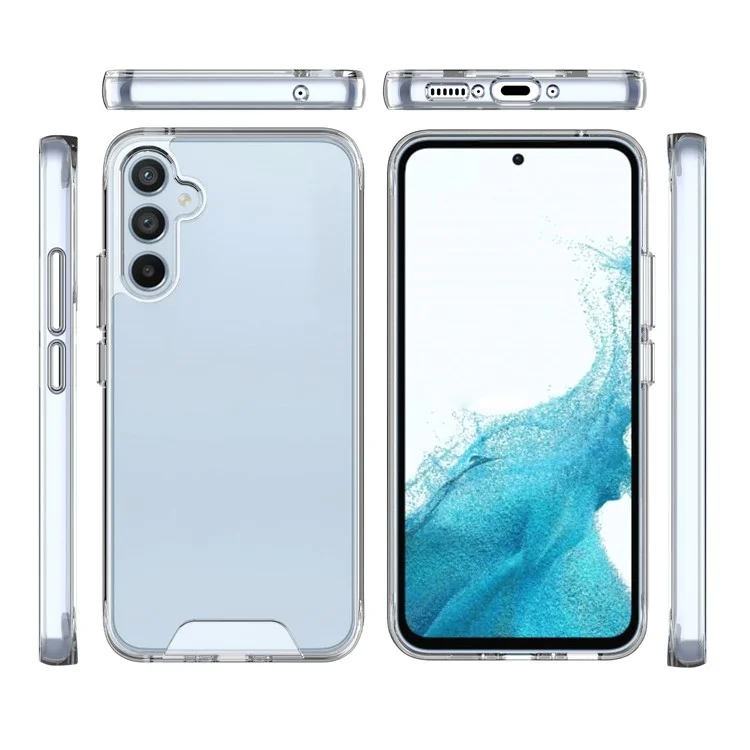 Pour Samsung Galaxy A34 5G Transparent Back Shell, Electroplating Independent Button Military Grade Drop-proof Scratch Proof PC+TPU Cellphone Case