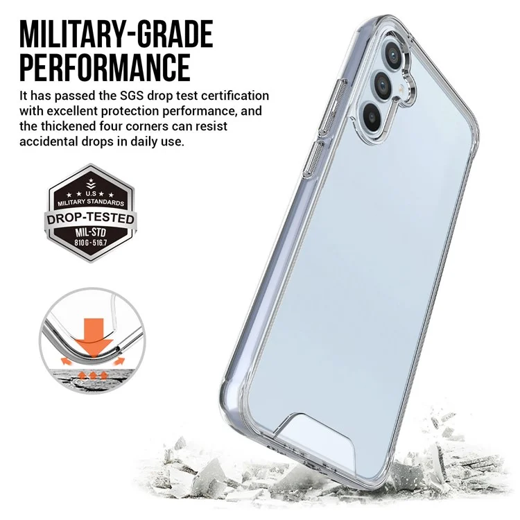 Pour Samsung Galaxy A34 5G Transparent Back Shell, Electroplating Independent Button Military Grade Drop-proof Scratch Proof PC+TPU Cellphone Case