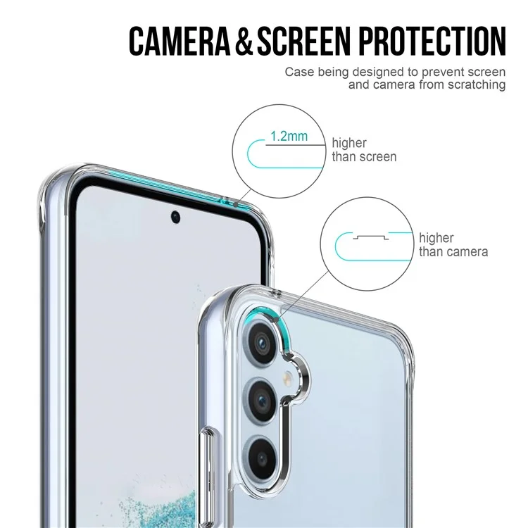 Pour Samsung Galaxy A34 5G Transparent Back Shell, Electroplating Independent Button Military Grade Drop-proof Scratch Proof PC+TPU Cellphone Case