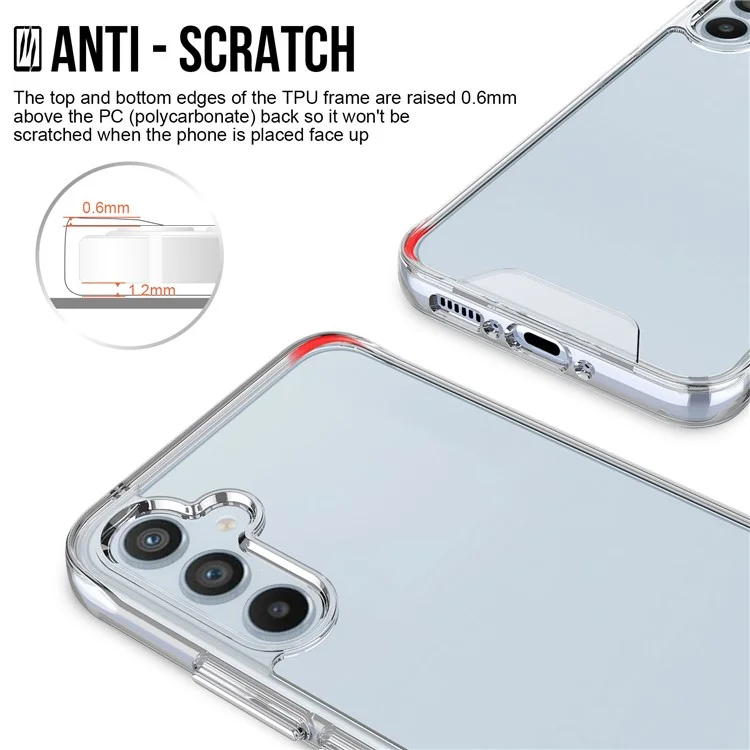 Pour Samsung Galaxy A34 5G Transparent Back Shell, Electroplating Independent Button Military Grade Drop-proof Scratch Proof PC+TPU Cellphone Case