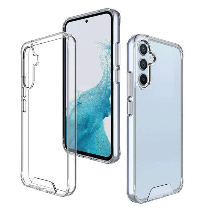 Pour Samsung Galaxy A34 5G Transparent Back Shell, Electroplating Independent Button Military Grade Drop-proof Scratch Proof PC+TPU Cellphone Case