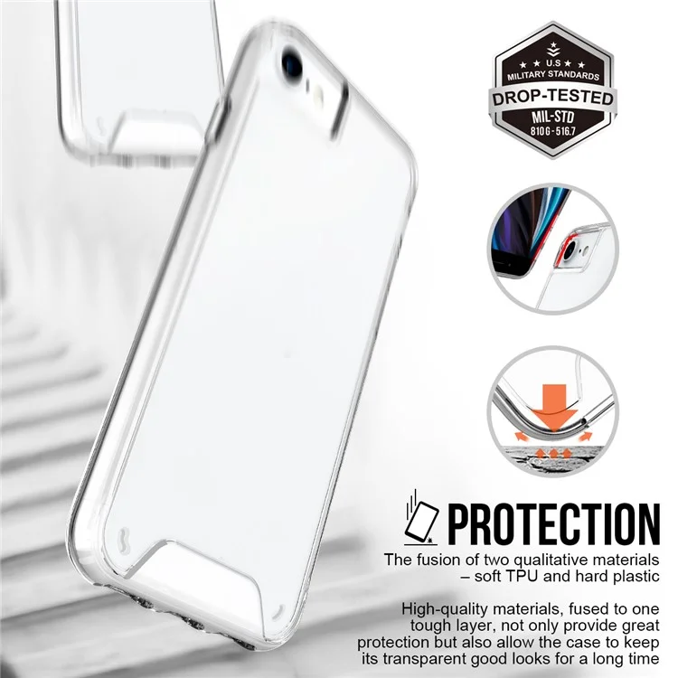 para iphone se (2020) /(2022) / iphone 6 / 6s / 7 / 8 4.7 pulgadas cubierta de teléfono anti-drop de grado militar pc+tpu hybrid case con botón de electroplatización independiente