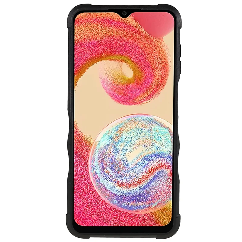 For Samsung Galaxy A04e 4G / F04 4G / M04 4G Non-slip Grip PC+TPU Phone Case Ring Holder Kickstand Protective Cover - Black