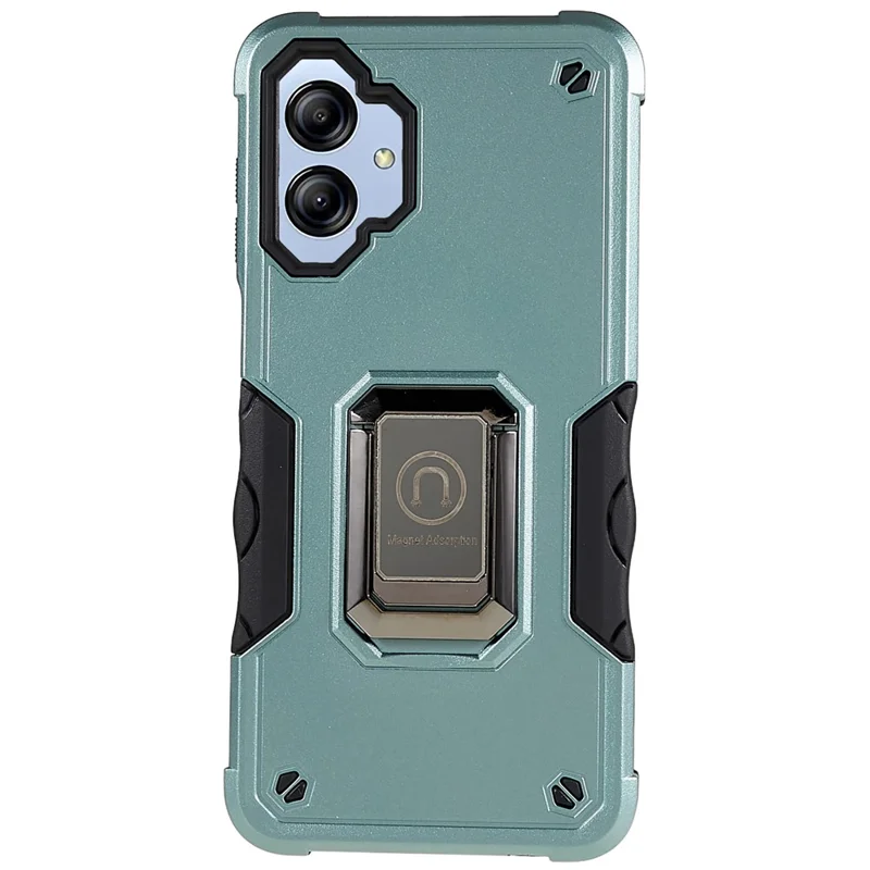 For Samsung Galaxy A04e 4G / F04 4G / M04 4G Non-slip Grip PC+TPU Phone Case Ring Holder Kickstand Protective Cover - Green