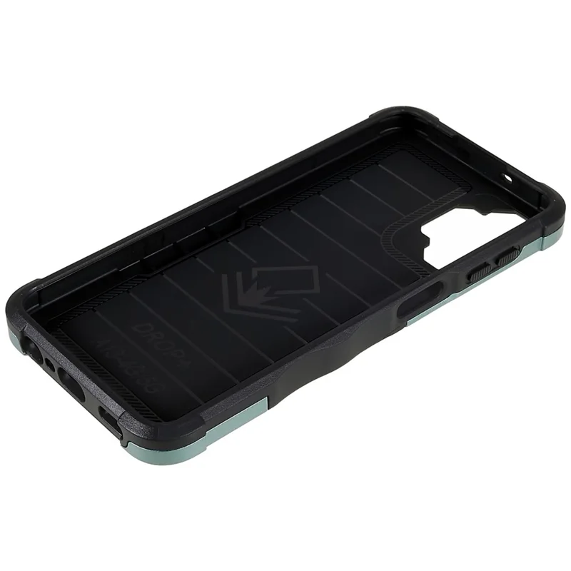 For Samsung Galaxy A04e 4G / F04 4G / M04 4G Non-slip Grip PC+TPU Phone Case Ring Holder Kickstand Protective Cover - Green