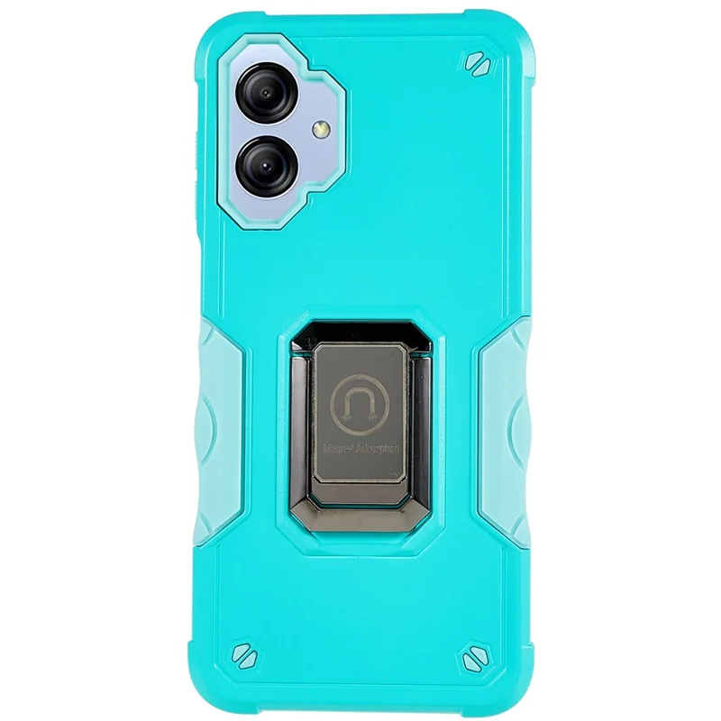 For Samsung Galaxy A04e 4G / F04 4G / M04 4G Non-slip Grip PC+TPU Phone Case Ring Holder Kickstand Protective Cover - Mint Green