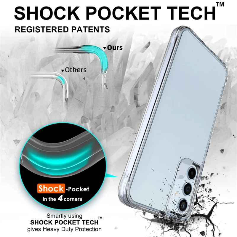 For Samsung Galaxy A34 5G Crystal Clear Drop-proof Cell Phone Case Protector Hard PC Soft TPU Hybrid Cover