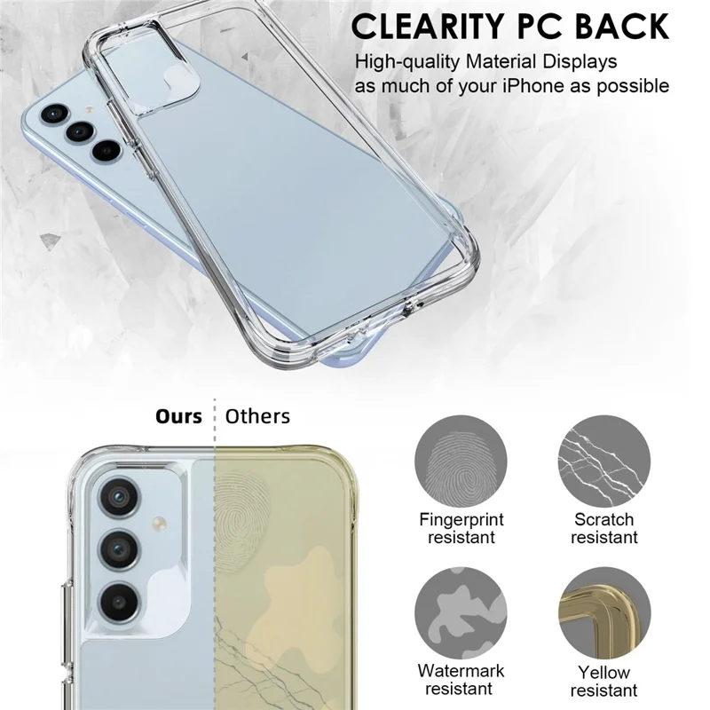 For Samsung Galaxy A34 5G Crystal Clear Drop-proof Cell Phone Case Protector Hard PC Soft TPU Hybrid Cover