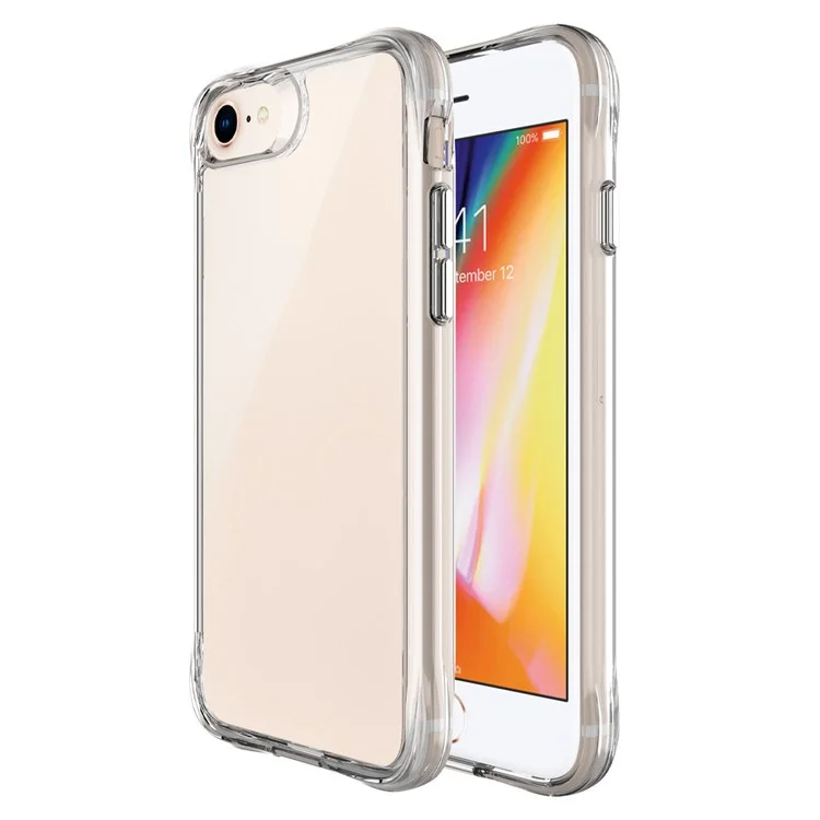 For iPhone 6 / 7 / 8 / SE (2020) / SE (2022) Ultra Clear PC+TPU Phone Case Scratch Resistant Back Shell with Electroplating Independent Button