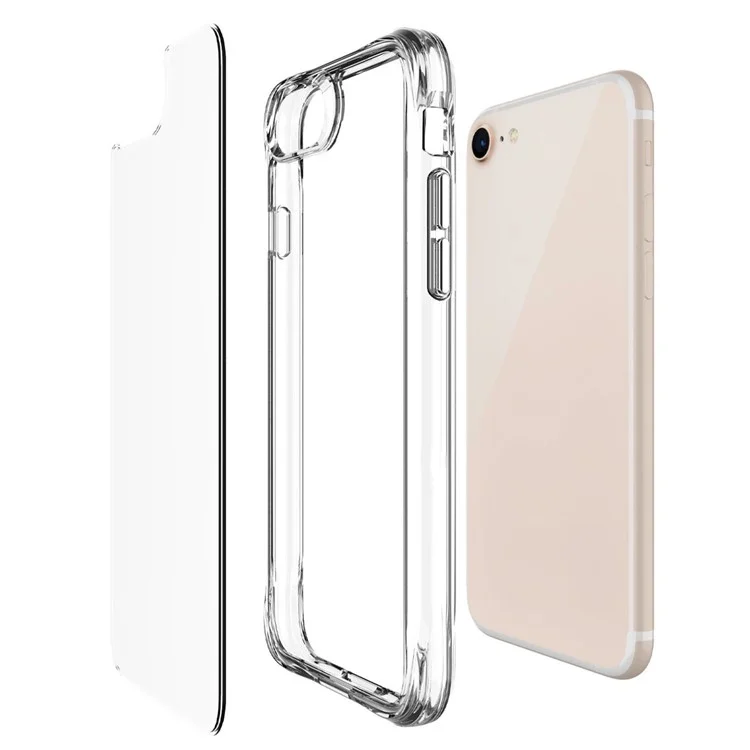 For iPhone 6 / 7 / 8 / SE (2020) / SE (2022) Ultra Clear PC+TPU Phone Case Scratch Resistant Back Shell with Electroplating Independent Button
