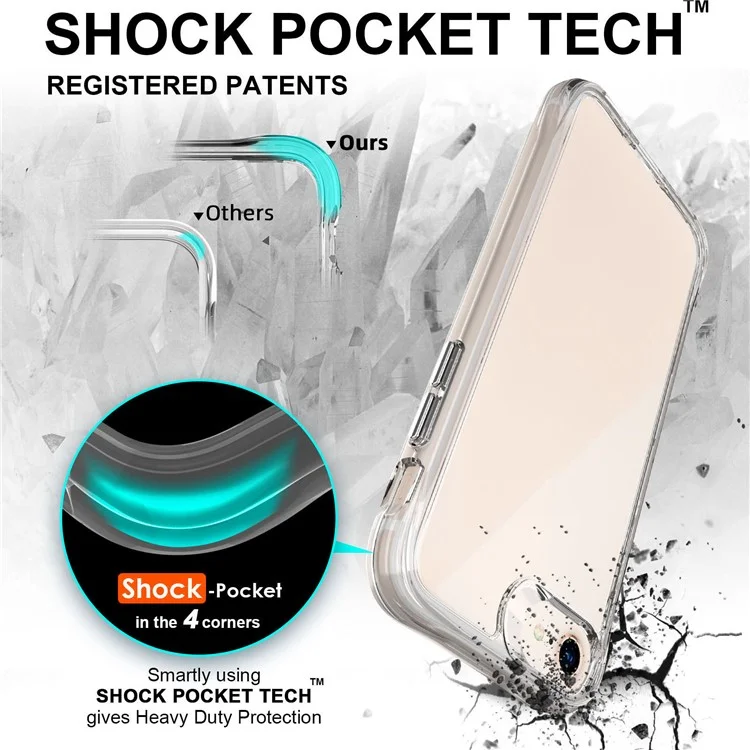 For iPhone 6 / 7 / 8 / SE (2020) / SE (2022) Ultra Clear PC+TPU Phone Case Scratch Resistant Back Shell with Electroplating Independent Button