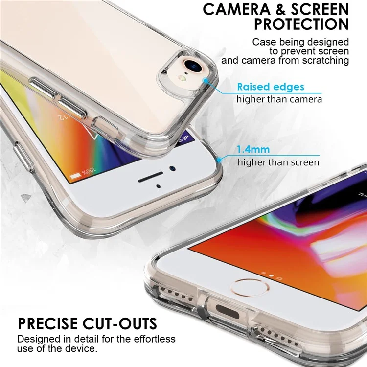 For iPhone 6 / 7 / 8 / SE (2020) / SE (2022) Ultra Clear PC+TPU Phone Case Scratch Resistant Back Shell with Electroplating Independent Button