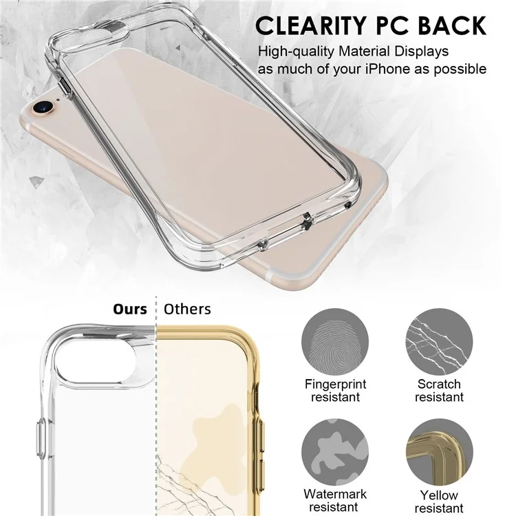 For iPhone 6 / 7 / 8 / SE (2020) / SE (2022) Ultra Clear PC+TPU Phone Case Scratch Resistant Back Shell with Electroplating Independent Button