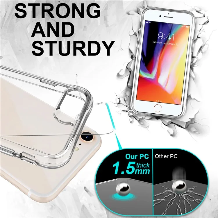 For iPhone 6 / 7 / 8 / SE (2020) / SE (2022) Ultra Clear PC+TPU Phone Case Scratch Resistant Back Shell with Electroplating Independent Button