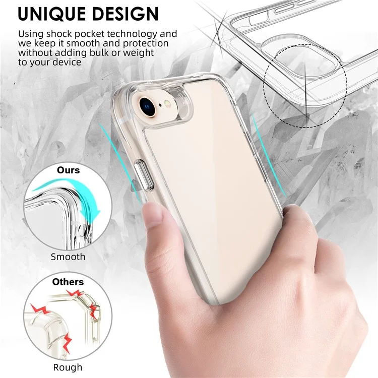 For iPhone 6 / 7 / 8 / SE (2020) / SE (2022) Ultra Clear PC+TPU Phone Case Scratch Resistant Back Shell with Electroplating Independent Button
