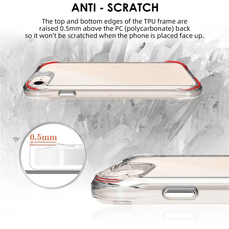 For iPhone 6 / 7 / 8 / SE (2020) / SE (2022) Ultra Clear PC+TPU Phone Case Scratch Resistant Back Shell with Electroplating Independent Button
