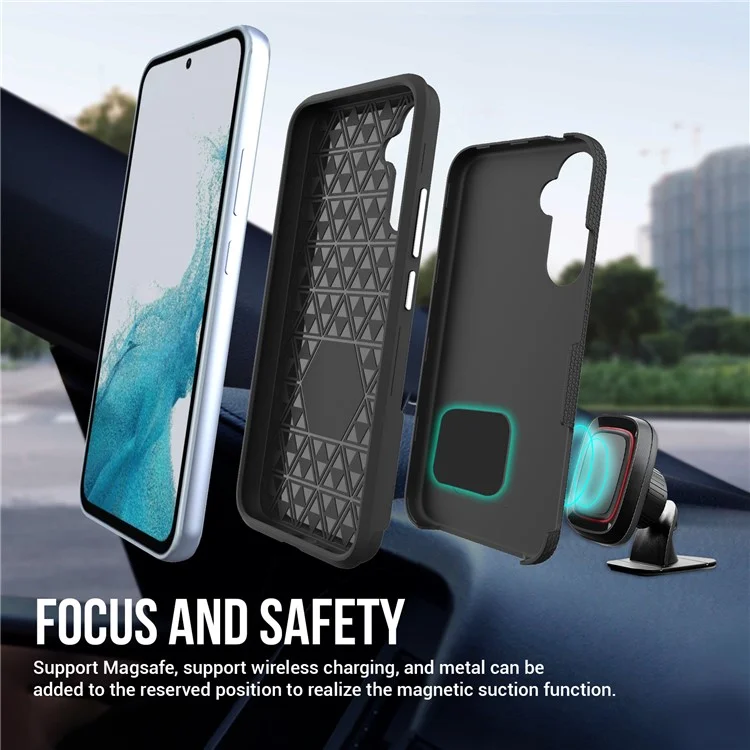 Para Samsung Galaxy A34 5G TPU+PC Híbrido Caso Protetor Carcaça, Triângulo Militar Grau à prova de queda Capa Traseira - Preto