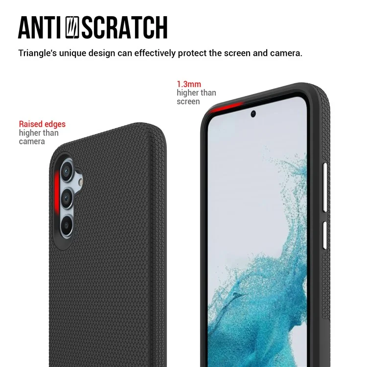 Para Samsung Galaxy A34 5G TPU+PC Híbrido Caso Protetor Carcaça, Triângulo Militar Grau à prova de queda Capa Traseira - Preto
