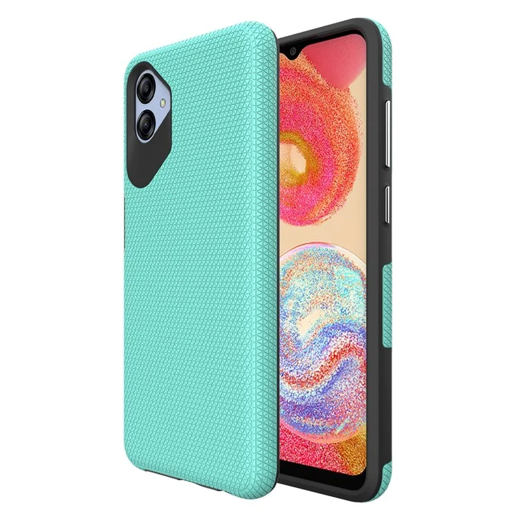 Anti-fall Phone Back Cover Für Samsung Galaxy A04e 4G / F04 4G / M04 4G , Dreieck Wärmeableitung Soft TPU+ Hard PC Smartphone Hülle - Minzgrün