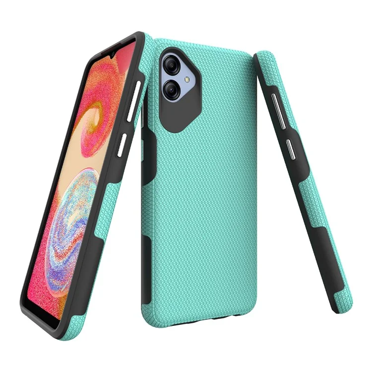Anti-fall Phone Back Cover Für Samsung Galaxy A04e 4G / F04 4G / M04 4G , Dreieck Wärmeableitung Soft TPU+ Hard PC Smartphone Hülle - Minzgrün