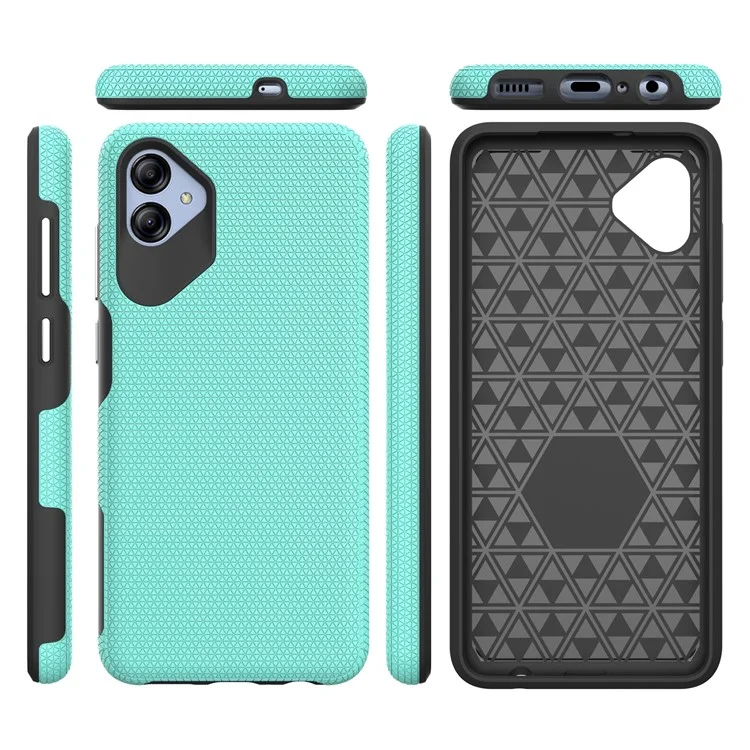 Anti-fall Phone Back Cover Für Samsung Galaxy A04e 4G / F04 4G / M04 4G , Dreieck Wärmeableitung Soft TPU+ Hard PC Smartphone Hülle - Minzgrün