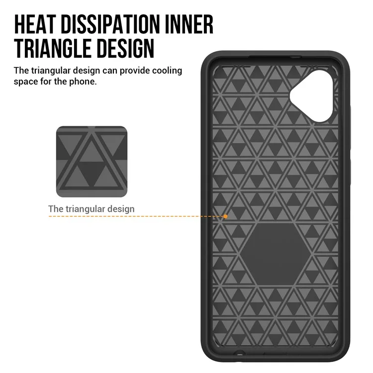 Anti-fall Phone Back Cover Für Samsung Galaxy A04e 4G / F04 4G / M04 4G , Dreieck Wärmeableitung Soft TPU+ Hard PC Smartphone Hülle - Minzgrün