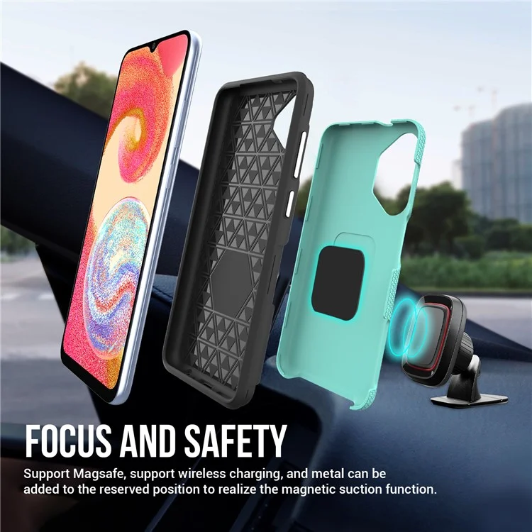 Anti-fall Phone Back Cover Für Samsung Galaxy A04e 4G / F04 4G / M04 4G , Dreieck Wärmeableitung Soft TPU+ Hard PC Smartphone Hülle - Minzgrün