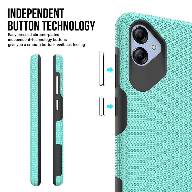 Anti-fall Phone Back Cover Für Samsung Galaxy A04e 4G / F04 4G / M04 4G , Dreieck Wärmeableitung Soft TPU+ Hard PC Smartphone Hülle - Minzgrün