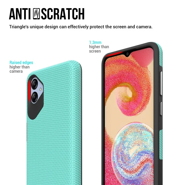 Anti-fall Phone Back Cover Für Samsung Galaxy A04e 4G / F04 4G / M04 4G , Dreieck Wärmeableitung Soft TPU+ Hard PC Smartphone Hülle - Minzgrün