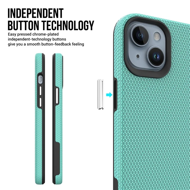 Anti-scratch Phone Case For iPhone 14 / 13 Triangle Heat Dissipation TPU+PC Military Grade Drop-proof Back Cover - Mint Green