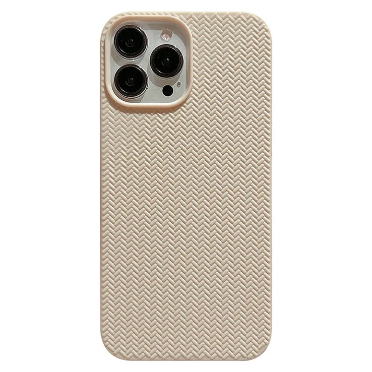 Para iPhone 13 Pro Max de 6,7 pulgadas, funda trasera de TPU suave con textura de tejido, funda protectora para teléfono - Albaricoque