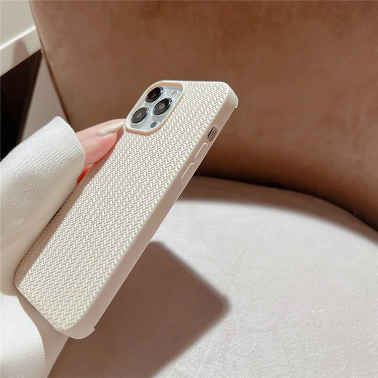 Para iPhone 13 Pro Max de 6,7 pulgadas, funda trasera de TPU suave con textura de tejido, funda protectora para teléfono - Albaricoque