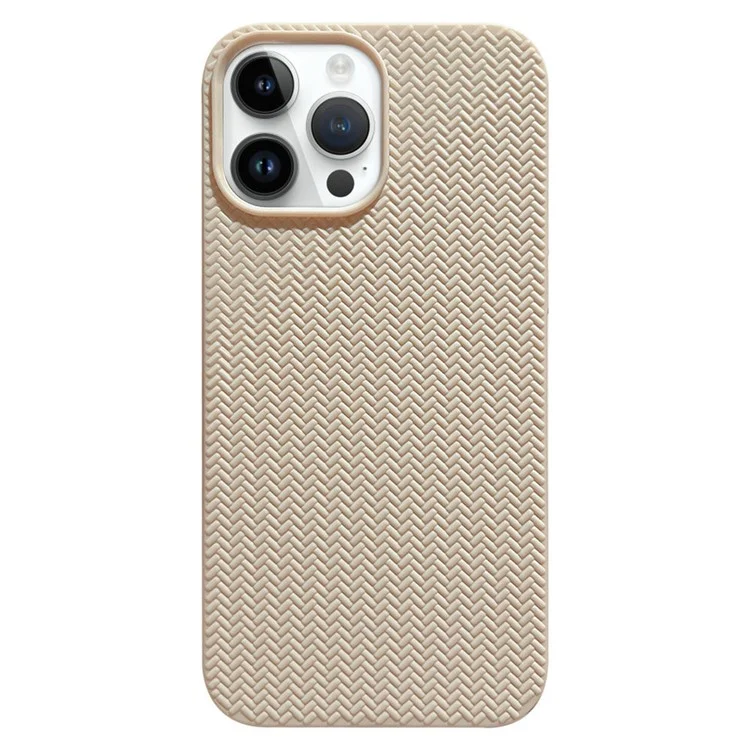 Carcasa posterior para iPhone 14 Pro, funda protectora de TPU suave con textura tejida, Anti-caída - Albaricoque