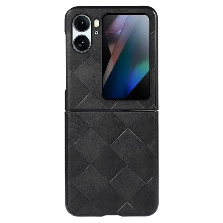 Противоударный чехол-книжка с PU-кожей для Oppo Find N2 Flip 5G - Черный