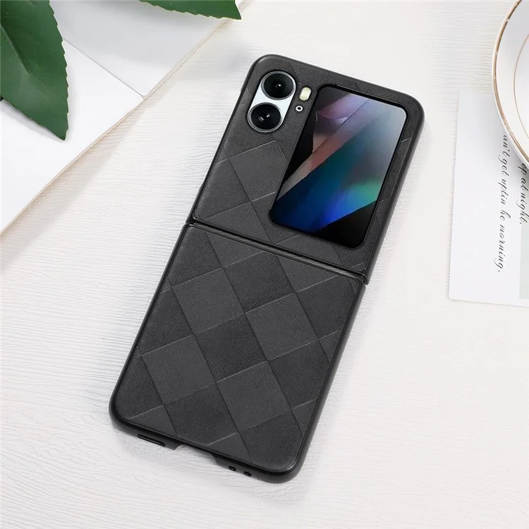 Противоударный чехол-книжка с PU-кожей для Oppo Find N2 Flip 5G - Черный