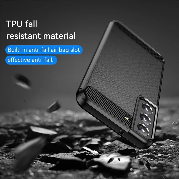 Для Samsung Galaxy S23+ Carbon Fiber Texture Soft TPU Case Drop-proof Brushed Phone Cover - Черный