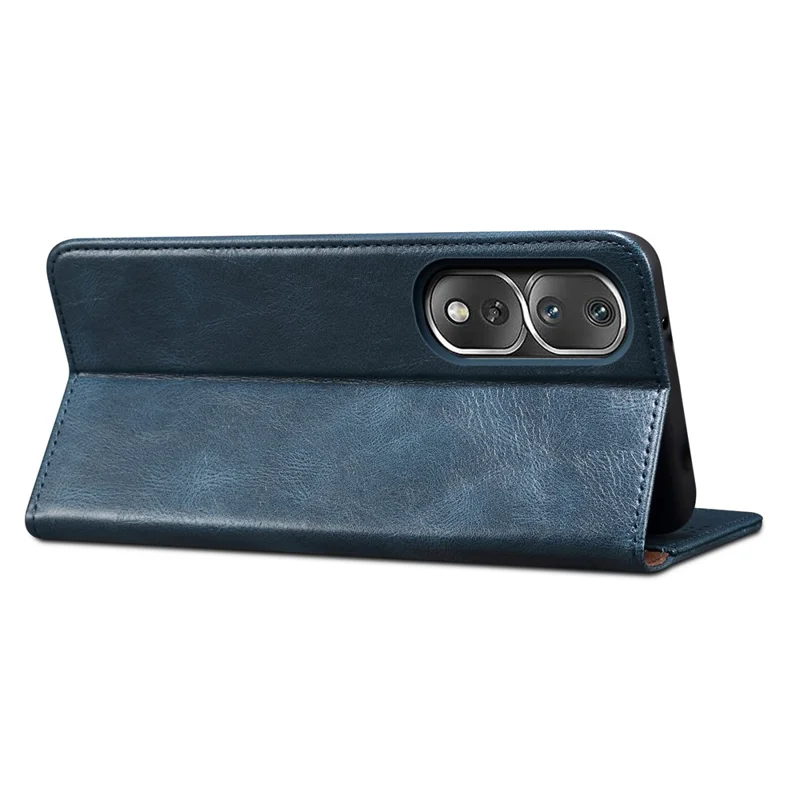 For Honor 80 Pro 5G Waxy Crazy Horse Texture PU Leather Shockproof Phone Case with Stand Wallet - Blue