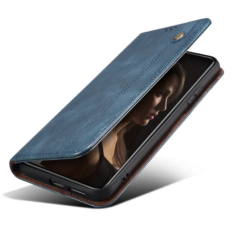 For Honor 80 Pro 5G Waxy Crazy Horse Texture PU Leather Shockproof Phone Case with Stand Wallet - Blue
