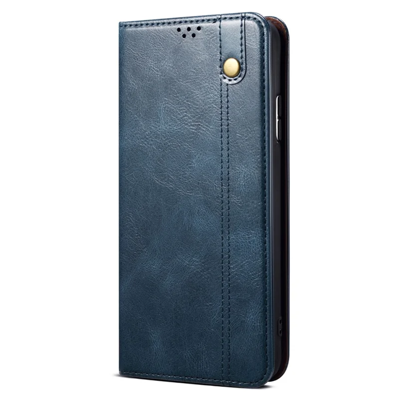 For Honor 80 Pro 5G Waxy Crazy Horse Texture PU Leather Shockproof Phone Case with Stand Wallet - Blue