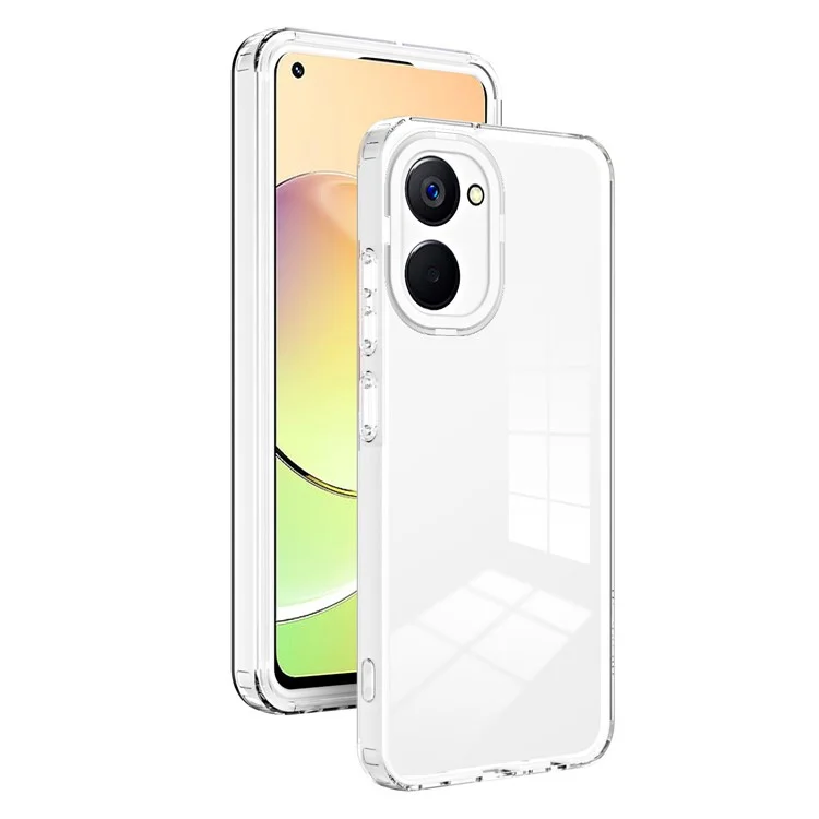 Для Realme 10 4G Ударопрочный 3-в-1 прозрачный чехол для телефона TPU Backplate + PC Frame + PC Camera Ring Phone Hybrid Case - Белый